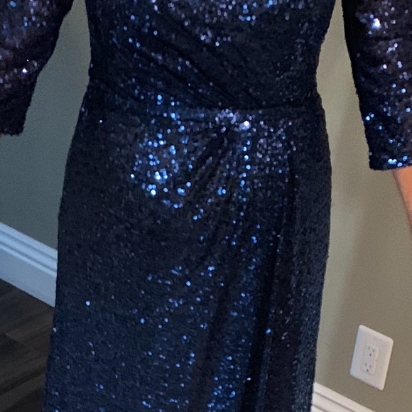 La Femm Blue Sequined Gown size 8 - Picture 3 of 4
